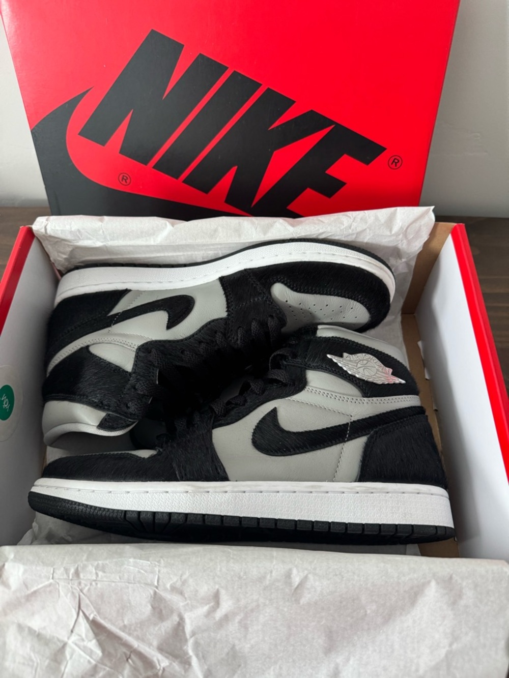 Nike Black Air Jordan 1 in the box with size label. Only wore once.